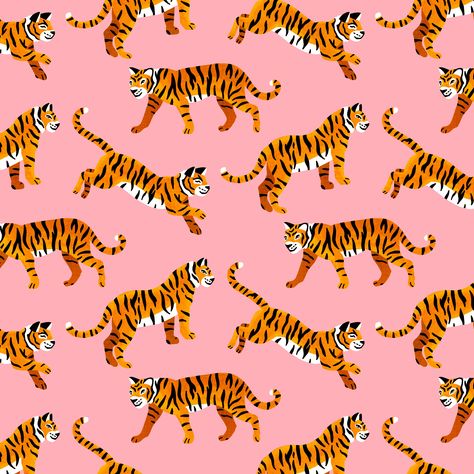 Siri, cue up the eye of the tiger 🎶 Art by @tigatiga_designs Pink And Orange Tiger Wallpaper, Preppy Tiger Painting, Preppy Tiger Wallpaper, Pink Tiger Wallpaper, Tigers Wallpaper, Tiger Background, Checker Wallpaper, Tiger Wallpaper, Pink Tiger