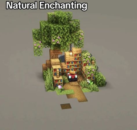 Minecraft Building Ideas No Mods, Minecraft Building Ideas Overgrown, Minecraft Open House, Armor Room Minecraft Ideas, Enchant Area Minecraft, Minecraft Pedestal, Overgrown Enchantment Area Minecraft, Magical Minecraft Builds Easy, Enchantment Table Ideas Minecraft