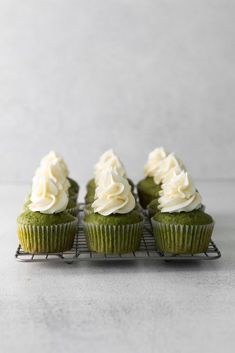 Matcha Cupcakes – Mildly Meandering Green Tea Cupcakes, Matcha Cupcakes, Tea Cupcakes, Moist Cupcakes, Tea Cup Cake, Chocolate Ganache Frosting, Best Matcha, Frosting Tips, Coconut Bars