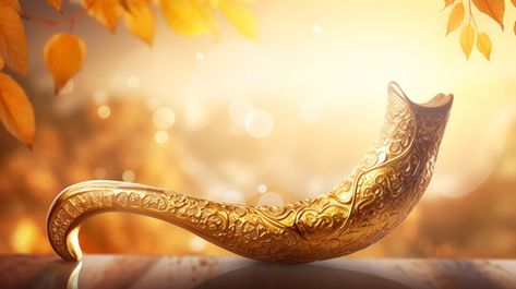 Premium AI Image | Golden Shofar Horn on Festive Rosh Hashanah Background Shofar Art, Shofar Horn, Flyer Gospel, Christian Background Images, Church Photography, Graphics Background, Christian Illustration, Gold Design Background, Circle Clipart