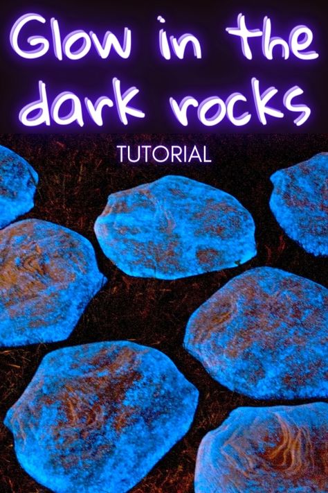 Glow In The Dark Driveway Ideas, Rock Garden Lighting Ideas, Diy Glow In The Dark, Glow Rocks Ideas, Glow In The Dark Garden Ideas, Glow In The Dark Halloween Decorations, Glowing In The Dark, Glow In The Dark Diy Decoration, Glow Stones Ideas