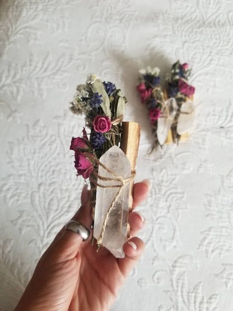 Quartz Crystal Sage Rosemary Lavender Palo Santo and Spray | Etsy Magpie Tattoo, Candles Photo, Rosemary Lavender, Witchy Crafts, Locally Grown, Spray Roses, Smudge Sticks, Luxury Candles, Tattoo Inspo