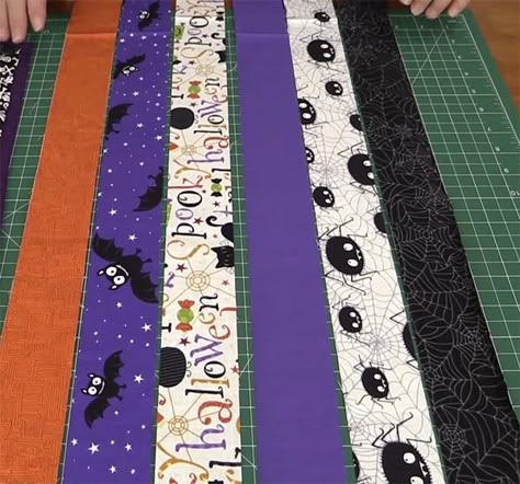 halloween table topper tutorial Halloween Table Toppers, Halloween Table Runner, Halloween Table Runners Patterns Free, Free Halloween Table Runner Patterns, Spider Web Table Topper, Quilted Halloween Table Runners, Halloween Runners Free Pattern, Harvest To Holiday Table Toppers, Halloween Table Runner And Hot Pads Pattern