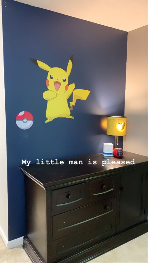 Boys Pokemon Bedroom Ideas, Pokemon Kids Room, Pokémon Bedroom Ideas, Pokemon Room Ideas Kids, Pokemon Themed Bedroom, Pokemon Bedroom Ideas, Nostalgia House, Pokemon Wall Decals, Pokemon Decal