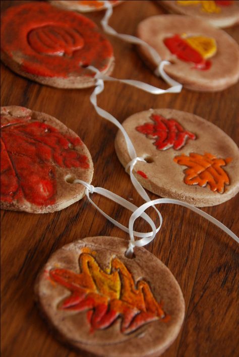 Fall salt dough fall crafts decorations-DIY for the kids Fall Crafts Decorations, Salt Dough Crafts, Ceramic Leaf, Salt Dough Ornaments, Dough Ornaments, Harvest Party, Fall Crafts For Kids, Autumn Crafts, Fall Projects