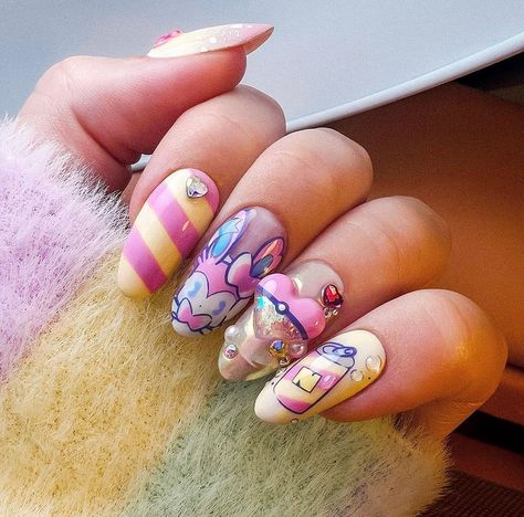 Sylveon Nails, Eevee Nails, Video Game Nails, Movie Nail Art, Pokemon Nail Art, Game Nail Art, Pokemon Nails, Game Nails, Movie Nails