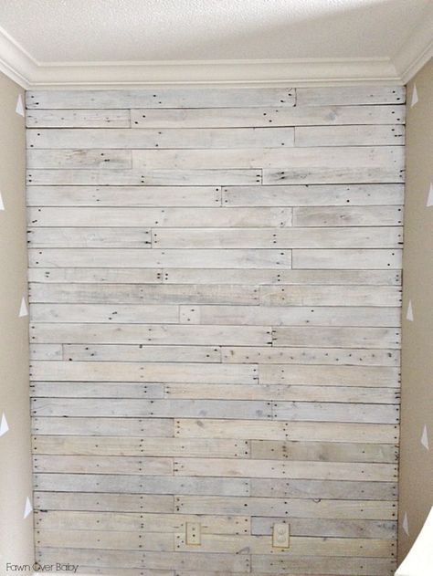 Happy Friday Friends!!  I am so excited to share another fun weekend project for your DIY pleasure! This past Monday, I revealed McKenzie's ... White Wood Headboard, Pallet Walls, Plank Walls, Pallet Decor, Pallet Wall, Bedroom Remodel, Wood Headboard, Diy Pallet Projects, Remodel Bedroom