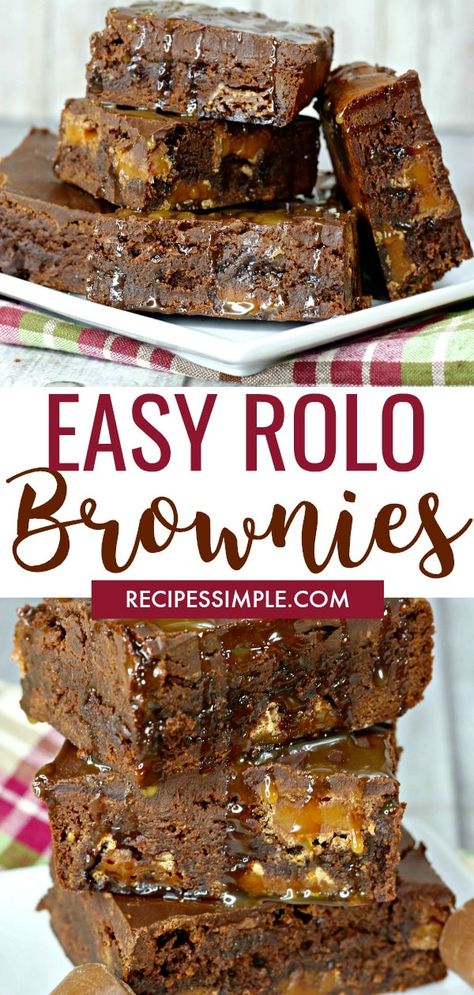 Brownies With Rolo Candy, Brownies With Rolos, Desserts With Rolo Candy, Zebra Brownies Recipes, Rollo Candy Desserts, Recipes With Rolo Candy, Recipes Using Rolos Candy, Roll Brownies, Tasty Brownies