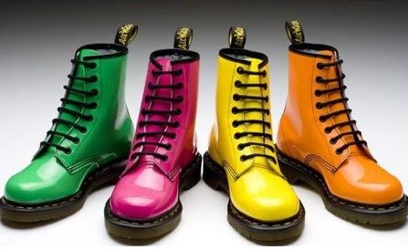 Neon Green, Pink, Yellow, and Orange Doc Martens Doc Martins Boots, Doc Martens Shoes, Versace Heels, Martin Shoes, 90s Shoes, Mode Shoes, Fashion Cowboy Boots, Doc Martens Boots, Fashion Friday