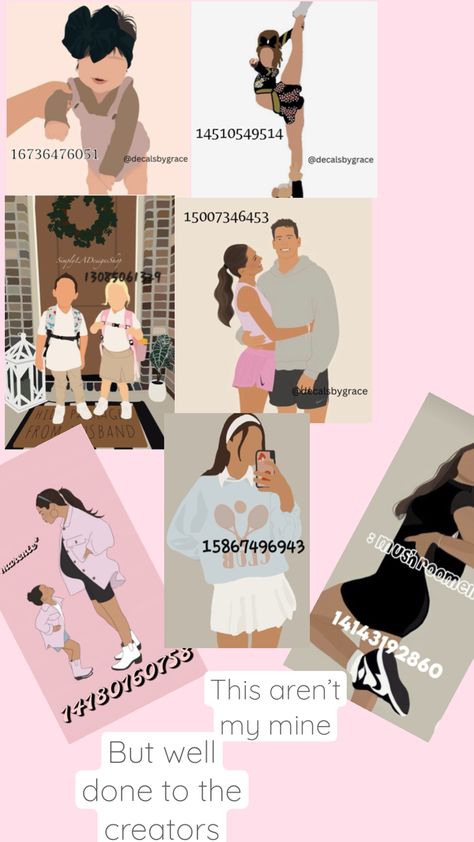 Decal codes Baby Decals, Big Family Photos, Mixed Families, Bloxburg Decals Codes Aesthetic, Cute Family Pictures, Preppy Decal, Pic Code, Kids Decals, Roblox Image Ids