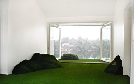 visiondivision: hill hut Fake Turf, Grass Rug, Cosy Bedroom, Artificial Lawn, Fake Grass, Flooring Inspiration, Artificial Turf, Baby Bedroom, Inside Outside