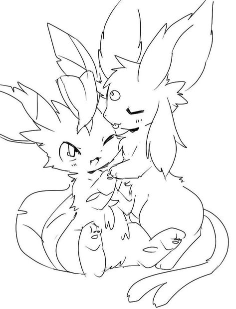 Kawaii Couple, Stitch Coloring Pages, Pokemon Eevee Evolutions, Pokemon Dolls, Pokemon Sketch, Cartoon Drawings Of People, Pokemon Eeveelutions, Eevee Evolutions, Pokemon Images