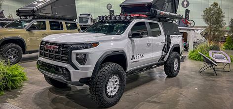 Peak Suspension Show Off Custom 2023 GMC Canyon AT4X At L.A. Auto Show Gmc Canyon Overland, Lifted Gmc Canyon, Gmc Canyon Lifted, Gmc Canyon At4, 2023 Gmc Canyon, Canyon Truck, Pickup Accessories, Custom Pickup Trucks, Corvette Z06