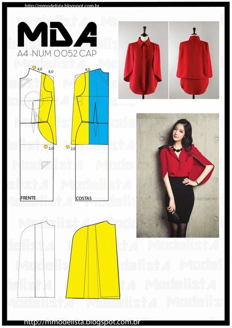 A4 NUM 0052 CAP Pola Blus, Cape Blouse, Cape Pattern, Trendy Top, Pattern Blouse, Pattern Drafting, Cape Coat, Diy Couture, Diy Pattern