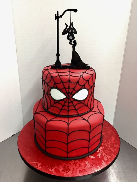 Spider Man Tier Cake, Sweet 16 Spiderman Cake, Spider Man Grooms Cake, Spiderman Wedding Cakes, 2 Tier Spiderman Cake Birthday, Spiderman Grooms Cake, Spider Man Quinceanera Theme, Two Tier Spiderman Cake, Spider Man Wedding Cake