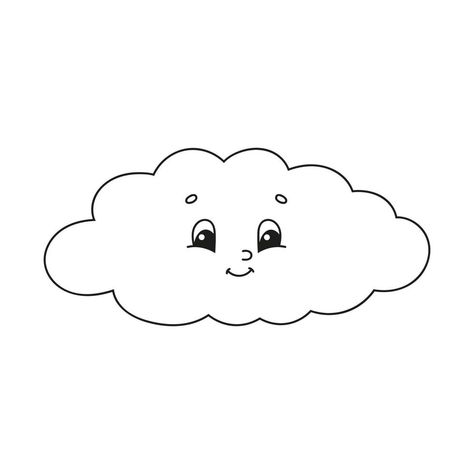 Cloud. Coloring book for kids. Cheerful character. Vector illustration. Cute cartoon style. Hand drawn. Fantasy page for children. Isolated on white background. Cloud Illustration, Cartoon Clouds, Cloud Vector, Character Vector, Illustration Cute, Simple Phone Wallpapers, Cloud Drawing, Book For Kids, Cute Coloring Pages