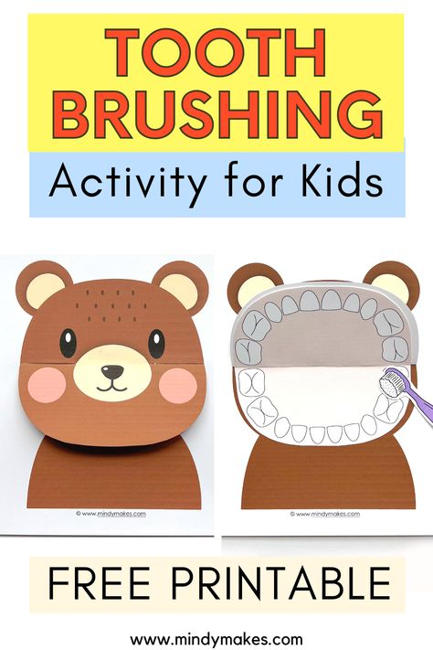 Brushing Teeth Printable, Tooth Projects For Preschool, Preschool Dental Hygiene Activities, Make A Toothbrush Craft, Diy Brushing Teeth Activity, Teeth Activity For Preschoolers, T Is For Teeth Preschool, Brush Teeth Preschool Activity, Teeth Activities For Preschool Dental Hygiene