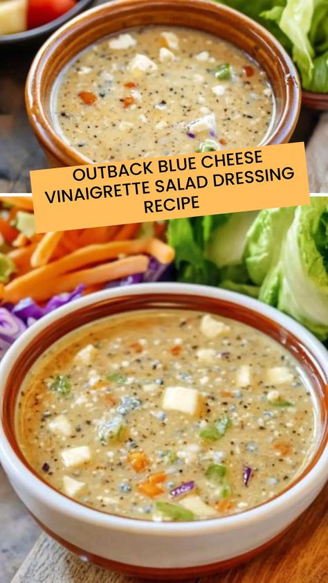 Outback Blue Cheese Vinaigrette Salad Dressing Recipe Blue Cheese Vinaigrette Dressing, Blue Cheese Vinaigrette, Italian Dressing Mix, Salad Dressing Recipe, Vinaigrette Salad, Salad Dressing Recipes Homemade, Blue Cheese Dressing, Bleu Cheese, Vinaigrette Dressing