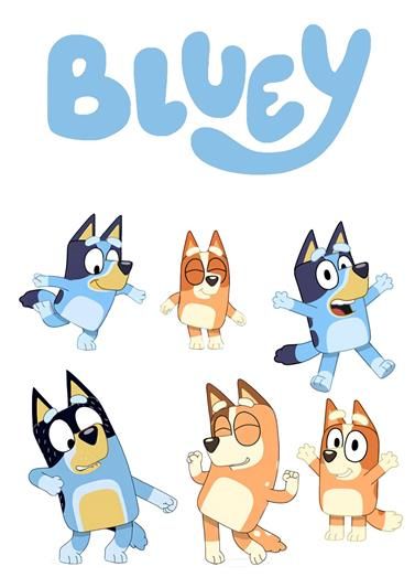 Bluey Pictures Printable, Bluey Toppers Printable, Bluey Character Cutouts, Bluey Png Free, Bluey Stickers Printable, Bluey Cake Topper Printable, Blue Y Bingo, Bluey Toppers, Bluey Printables