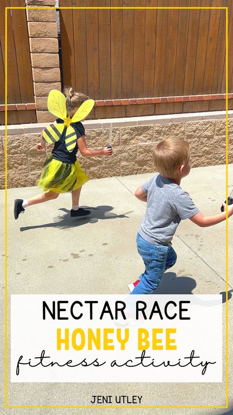 Insect Gross Motor Preschool, Bee Dance Activity, Bumblebee Activities For Preschool, Bee Gross Motor Activities, Bee Games Preschool, Bee Unit Preschool, Bug Games For Kids, Bee Activity For Preschool, Bee Sensory Activities