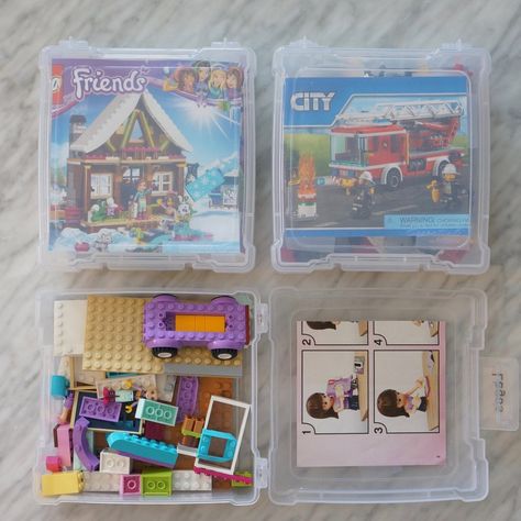 Lego Set Organization Ideas, Lego Organization Ideas By Set, Storage For Lego Sets, Lego Storage By Set, Lego Instructions Storage, Organize Lego Sets, Dollar Tree Lego Storage, How To Organize Lego Sets, Lego Kit Storage Ideas