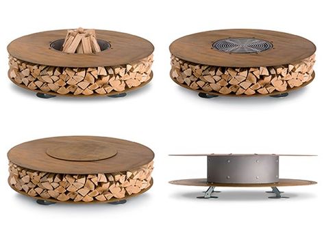 Outdoor Wood Burning Fireplace, Outdoor Wood Fireplace, Sunken Fire Pits, Outdoor Fire Pit Designs, Outdoor Fireplace Designs, Freestanding Fireplace, Contemporary Fireplace, Fire Pit Designs, Wood Burning Fires