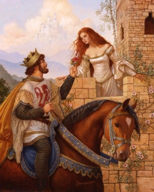 Evaine + Gawain, Yseult + Taliesin ... so many great names from Camelot, beyond Arthur and Guinevere. What's your favorite? Ruth Sanderson, Arthur And Guinevere, Courtly Love, Era Victoria, King Arthur Legend, Medieval Romance, Roi Arthur, 동화 삽화, Art Ancien