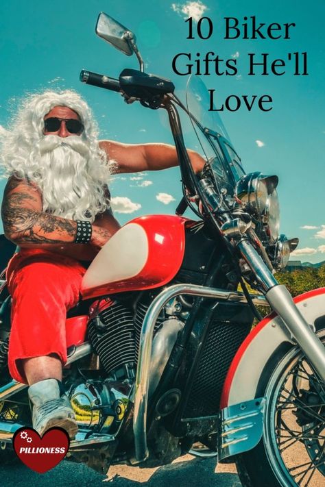 Buying biker gifts can be stressful when you don’t know what you’re doing. It’s too easy to waste money on something he doesn’t like or will never use. That’s why it’s helpful to get a little insider guidance on gifts for bikers. Here are 10 of the best gift ideas for bikers – they’ll suit every budget and make your biker smile when he opens your gift! Click here: https://www.pillioness.com/10-biker-gifts-hell-love/ Motorcycle Sunglasses, Helmet Hair, Motorcycle Cover, Biker Gear, Motorcycle Chain, Biker Love, Biker Gifts, Motorcycle Wheels, Bike Stand