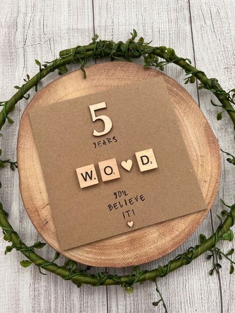 5year Anniversary Ideas, 5th Anniversary Ideas, Anniversary Cards For Him, Anniversary Cards Handmade, 5 Year Anniversary Gift, Wood Anniversary, 5th Wedding Anniversary, Anniversary Greeting Cards, Anniversary Greetings