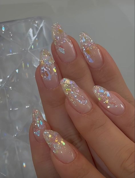 Clear Acrylic Nails, Wow Nails, Manicure Nail Designs, Aesthetic Nails, Work Nails, Nails Makeup, Glass Nails, Gem Nails, Clear Nails