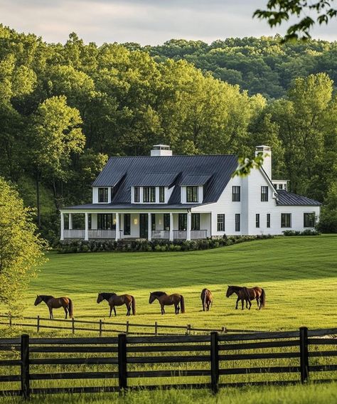 House With Land, Casa Country, Dream Life House, Countryside House, Ranch Life, House Plans Farmhouse, Dream House Interior, Farmhouse Style House, Farmhouse Plans