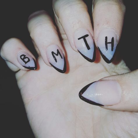 Bmth Nailart, Bring Me The Horizon Concert Outfit, Bmth Nails, Bring Me The Horizon Nails, Bring Me The Horizon Concert, Concert Nails, Inspired Nails, Uñas Acrilicas, Bring Me The Horizon