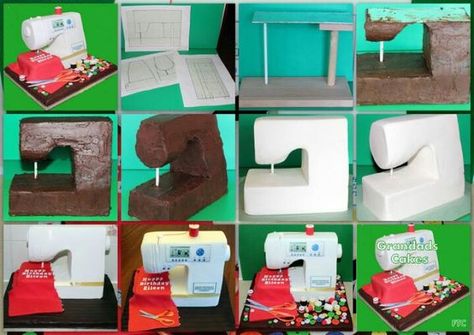 Singer Sewing Machine Cake-id#376983- by Budget101.com Sewing Machine Cake, Sewing Cake, Cake Structure, Gravity Defying Cake, Gravity Cake, 3d Cakes, Fondant Tutorial, Fondant Toppers, Cake Business