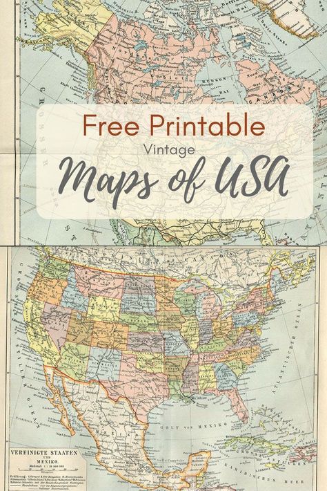 Copyright free printable vintage maps of the USA and North America to download. #USAMap #Americanmap #USA #map, #maps, #vintagemaps #freemaps, #printablemaps. Us Travel Map, Map Crafts, Map Projects, Map Vintage, Free Maps, Printable Maps, Travel Map, Printable Vintage, Usa Map