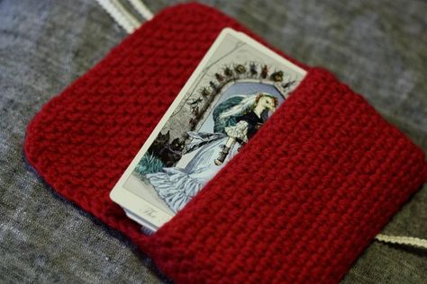 Tarotmama's Crochet pouch patterns! - Aeclectic Tarot Forum Knit Tarot Bag, Crochet Tarot Bag Pattern, Crochet Tarot Bag Pattern Free, Tarot Card Crochet Bag Pattern, Tarot Bag Crochet, Wiccan Crochet Patterns Free, Crochet Tarot Card Pouch Free Pattern, Crochet Assessories Aesthetic, Crochet Tarot Card Pouch