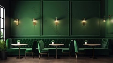 green interior the dark and of a restaurant Dark Green Restaurant Interior, Green Restaurant Interior, Green Coffee Shop, Sofa Colour Combinations, 3d Rendering Interior, Green Restaurant, Dark Green Kitchen, Green Painted Walls, Greens Restaurant