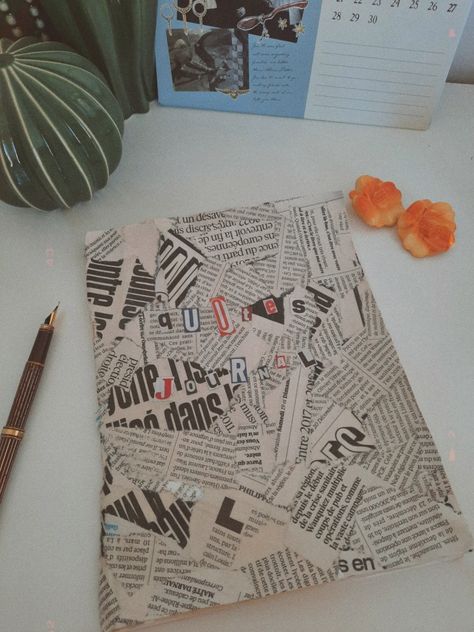 Journal Ideas With Newspaper, Messy Notebook Aesthetic, Custom Notebook Cover Ideas, Quotes Vintage Aesthetic, Aesthetic Journal Quotes, Notebook Quotes, Newspaper Letters, Notebook Collage, History Journal