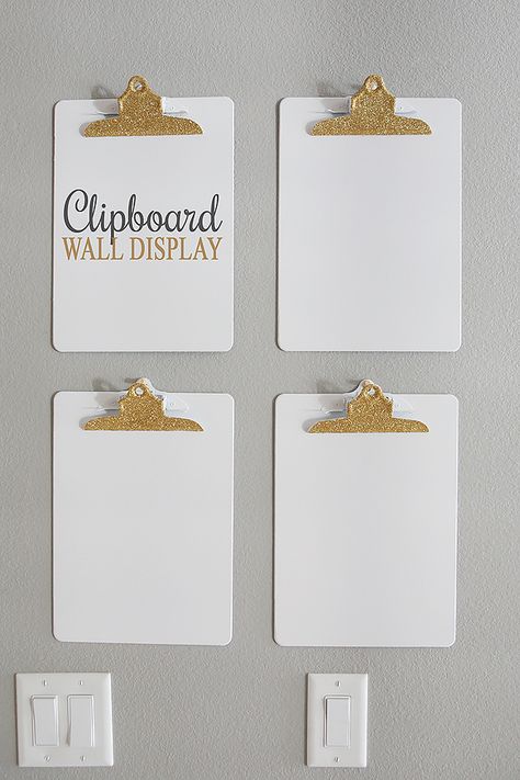 Kitchen Wall Display, Clipboard Wall Art, Clipboard Wall, Wand Display, Gold Glitter Paint, Window Seat Kitchen, Displaying Kids Artwork, Glitter Slides, Ideas For Kitchen