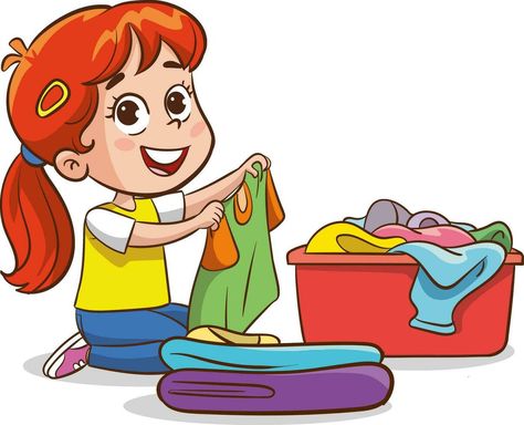 vector illustration of children with housekeeping home cleaning equipment. Home Cleaning Equipment, Cleaning Cartoon, Habits Book, Pecs Pictures, Habit Books, Teach English To Kids, School Illustration, Community Helper, Arabic Alphabet For Kids