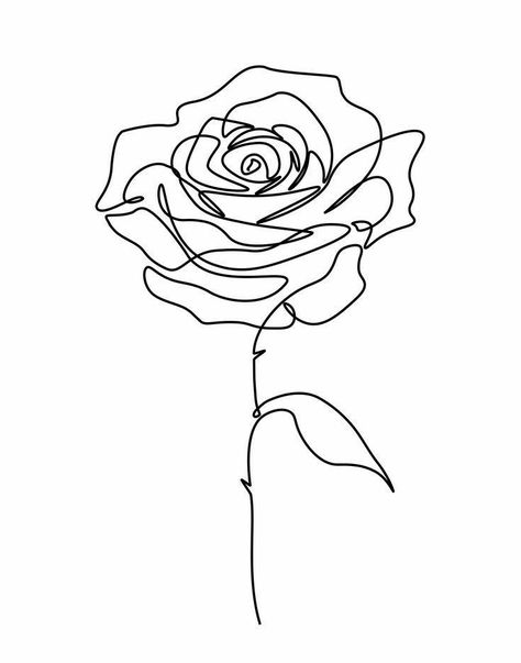 Happy Tattoos, Rose Line Art, Line Art Tattoo, Line Art Flowers, Minimalist Line Art, Floral Tattoo Design, Tattoo Style Drawings, Rose Drawing, Continuous Line Drawing