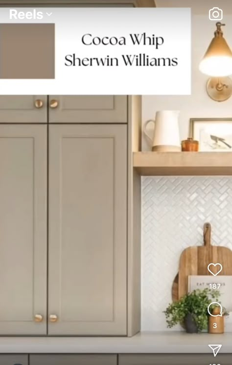 Sw Cocoa Whip Cabinets, Best Cabinet Color For Small Kitchen, Sherwin Williams Cocoa Whip Cabinets, Coco Whip Sherwin Williams, Sherwin Williams Cocoa Whip, Cocoa Whip Sherwin Williams, Taupe Kitchen Cabinets, Greige Kitchen, Taupe Kitchen