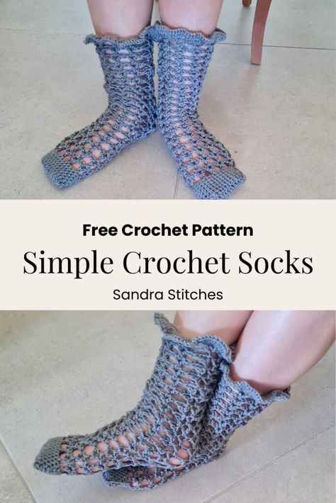 Simple Crochet Lace Socks Pattern - Green Peace - Sandra Stitches Crochet Lace Socks, Crochet Sock Pattern Free, Crochet Blanket Sizes, Green Peace, Crochet Bandana, Mesh Socks, Socks Pattern, Crochet Market Bag, Simple Crochet