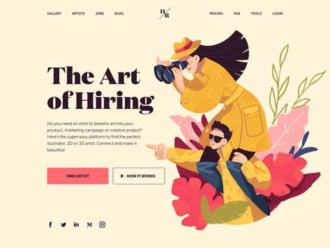 Hiring Artists Website Design by tubik Illustration Design Graphique, Website Color Schemes, Mises En Page Design Graphique, Web Design Examples, Website Illustration, Web Design Trends, Web Layout Design, Web Layout, Interaction Design