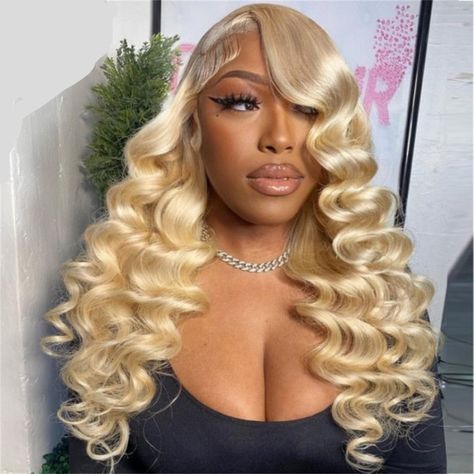 Loose Wave Wigs - 613 HD Lace Frontal Wig - Human Hair - Pure Hair Gaze Loose Wave Hair, Honey Hair Color, Burnt Hair, Loose Waves Hair, Deep Wave Hairstyles, Wave Hair, Wand Curls, Blonde Wig, Baddie Hairstyles