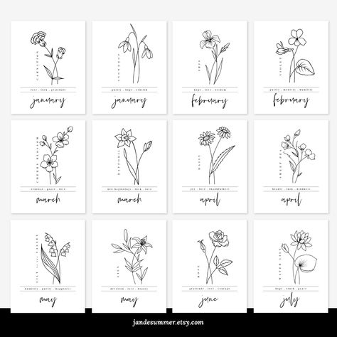 Birth Flowers In Vase Tattoo, July And April Flower Tattoo, Fine Line Birth Flowers, July Month Flower, Birth Month Flower Tattoos Bouquet, Month Birth Flowers, Birthday Flowers By Month, Birth Flowers By Month, July Birth Flowers