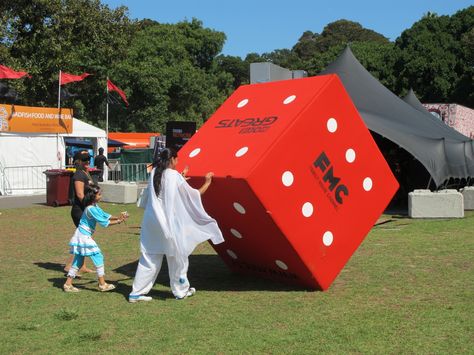 giant dice prop- Tropfest Agent Costume, Giant Dice, Prop Making, Prop Design, Experiential, Outdoor Gear, Tent, 3 D, Design