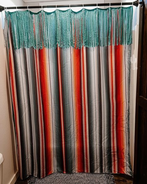 R U KIDDING ME 😍✨ ur bathroom is getting a huuuuge upgrade.. Check out our fringe shower curtains.. how fun are these!?! $58.99 - comes in serape + bull Western Shower, Western Shower Curtain, Western Boutique, Shower Curtains, Shower Curtain, Curtains, Shower