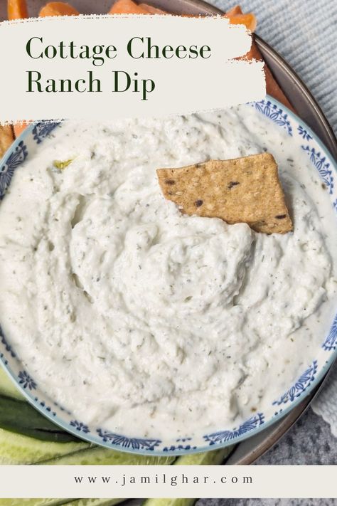 Make creamy cottage cheese ranch dip for a healthy, high-protein snack! The flavorful twist is perfect for veggies or spreading onto burgers, sandwiches, and wraps! #FeelingFestive24 High Protein Ranch Dip, Cottage Cheese Dip Healthy, Cottage Cheese Ranch Dip, Cheese Ranch Dip, Cottage Cheese Ranch, Greek Yogurt Ranch Dressing, Sandwiches And Wraps, Yogurt Ranch Dressing, Cottage Cheese Dips