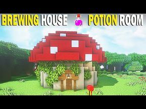 Mushroom House and Potion Room (Automatic Brewing Station #Minecraft) - YouTube Potion Brewing Room Minecraft Ideas, Mincraft Idea Potion Room, Brewing House Minecraft, Brewing Station Minecraft, Potion Brewing House Minecraft, Minecraft Brewing House, Minecraft Brewing Room Ideas, Potion Room Minecraft, Minecraft Potion House