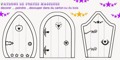 Fairy House Doors. Free Printables and Templates. - Oh My Fiesta! in english Door Template, Fairy Templates, Diy Fairy Door, Fairy Garden Doors, Clay Fairy House, Gnome Door, Fairy House Diy, House Template, Fairy Garden Crafts